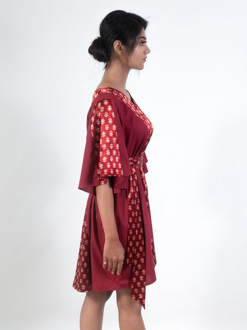 Buy Doki Doki Dress | Womens Maroon Dress | Made with Modal | Shop Verified Sustainable Womens Dress on Brown Living™