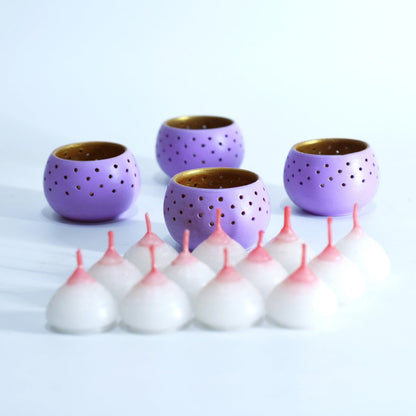 Dome Soft Purple Handmade Candle Holder - Set of 4 with Free 4 Soywax Candles | Verified Sustainable by Brown Living™