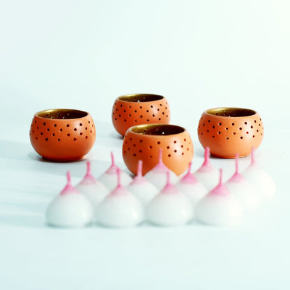 Dome Orange Handmade Candle Holders - Set of 4 with Free 4 Soywax Candles | Verified Sustainable by Brown Living™