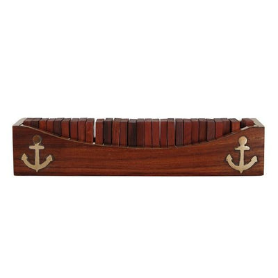 Domino Game, Open Boat Tray and Pieces, Wooden Dominoes Set – Learning & Educational Toys on Brown Living™. SKU: 1085. Img 5.