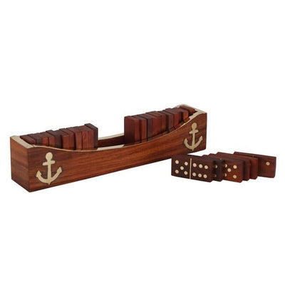 Domino Game, Open Boat Tray and Pieces, Wooden Dominoes Set – Learning & Educational Toys on Brown Living™. SKU: 1085. Img 7.