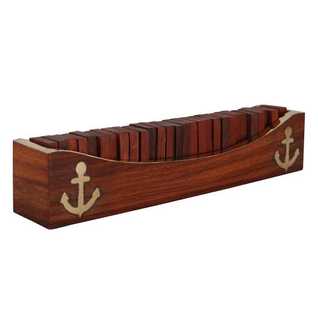 Buy Domino Game, Open Boat Tray and Pieces, Wooden Dominoes Set | Shop Verified Sustainable Products on Brown Living