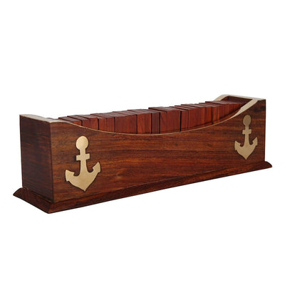 Wooden Domino Game Set | Open Boat Tray and Pieces - 8.5 Inch – Learning & Educational Toys on Brown Living™. SKU: 1071431. Img 2.