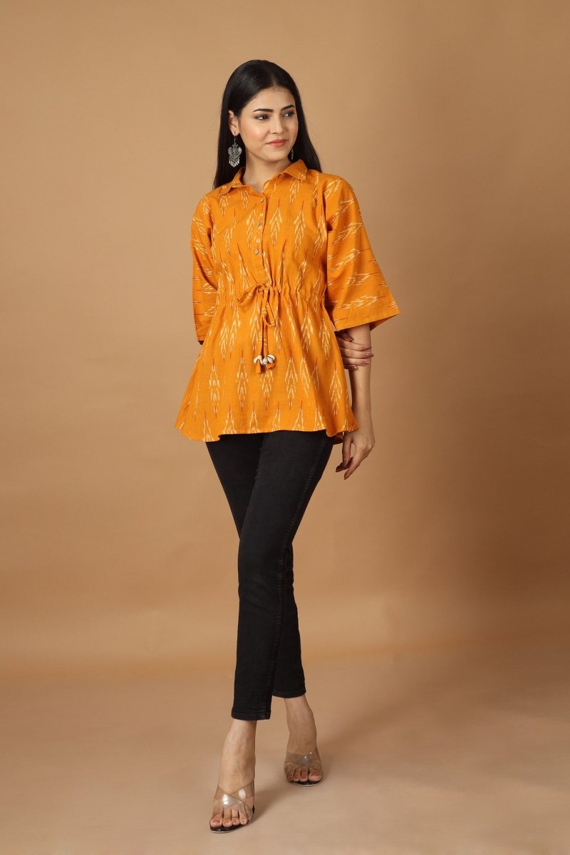 Buy Dopahar Ikat Kaftan Cotton Top | Shop Verified Sustainable Products on Brown Living