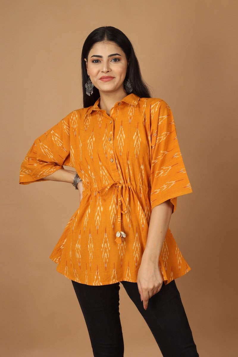 Buy Dopahar Ikat Kaftan Cotton Top | Shop Verified Sustainable Products on Brown Living