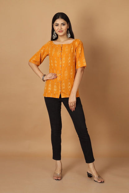 Dopahar Ikat Womens Cotton Top | Verified Sustainable by Brown Living™