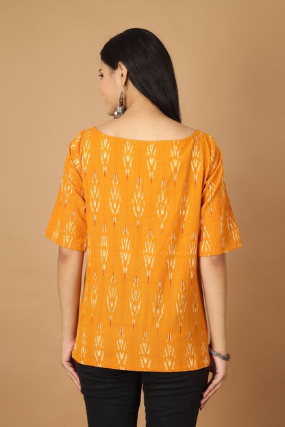 Dopahar Ikat Womens Cotton Top | Verified Sustainable by Brown Living™