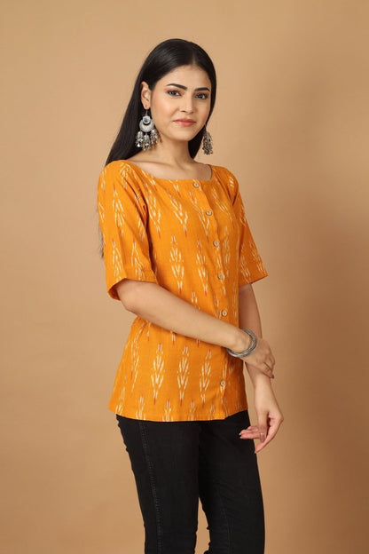 Dopahar Ikat Womens Cotton Top | Verified Sustainable by Brown Living™