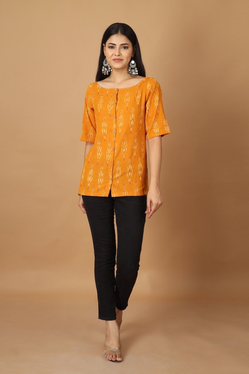 Dopahar Ikat Womens Cotton Top | Verified Sustainable by Brown Living™