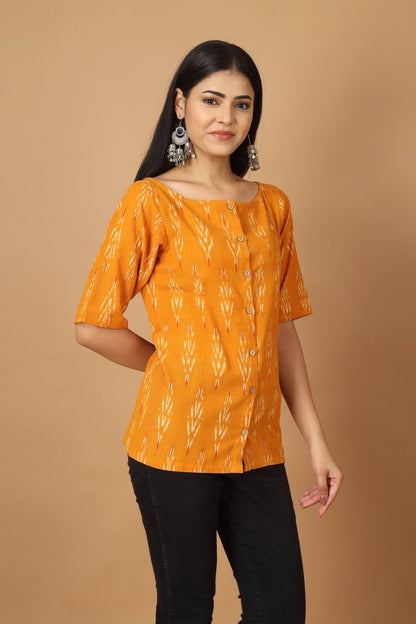 Dopahar Ikat Womens Cotton Top | Verified Sustainable by Brown Living™