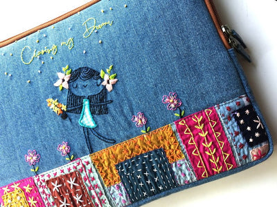 Dreamer Laptop Sleeve – Tech Accessories on Brown Living™. SKU: UMW - DREAMER - LS - EMB - 01_24BL10103. Img 2.