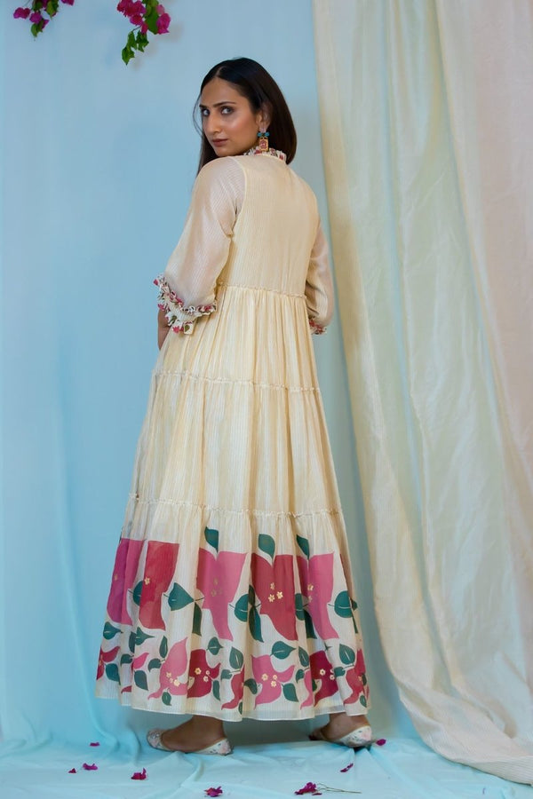 Buy Dreamy daisy dress with 3D embroidery at bottom | Shop Verified Sustainable Womens Kurta on Brown Living™