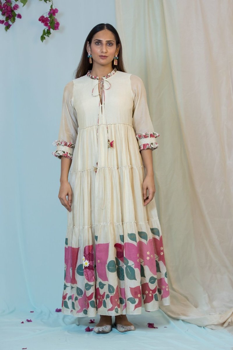 Dreamy daisy dress with 3D embroidery at bottom | Verified Sustainable by Brown Living™