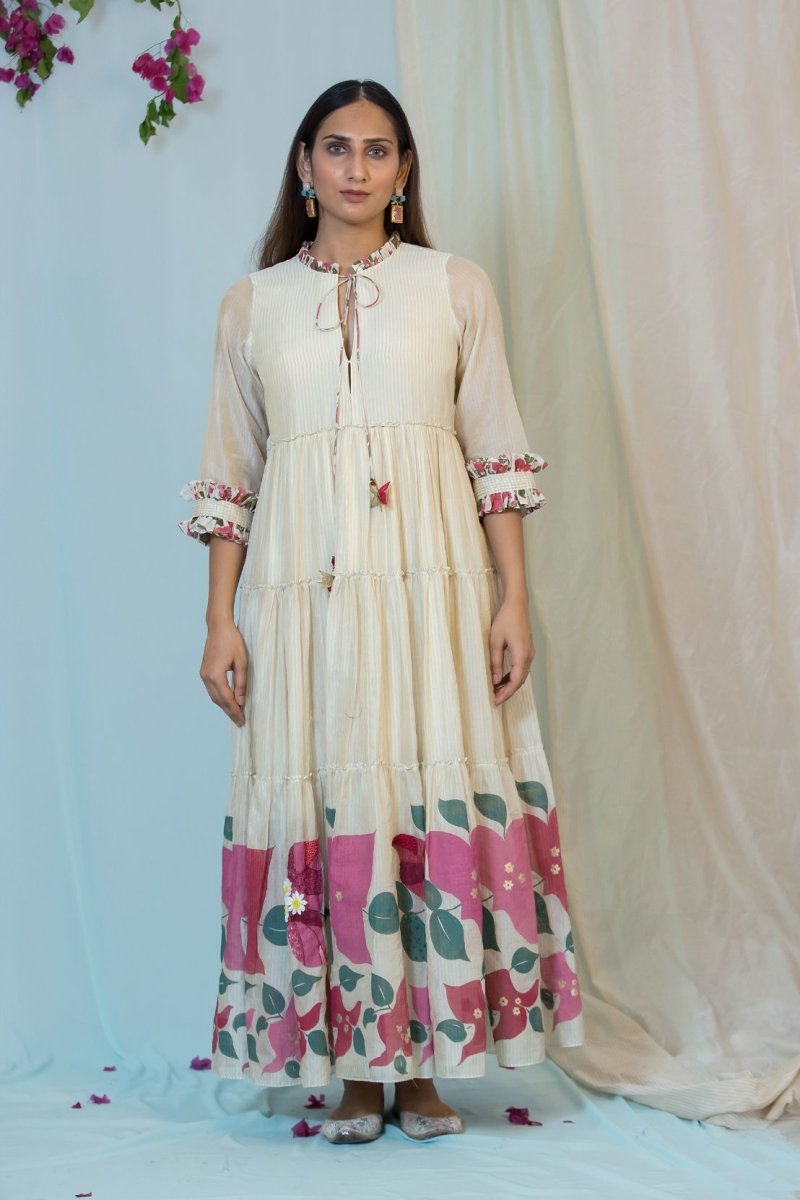 Buy Dreamy daisy dress with 3D embroidery at bottom | Shop Verified Sustainable Products on Brown Living