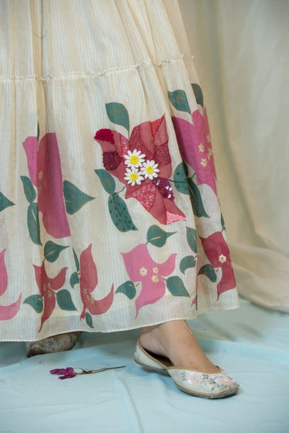 Dreamy daisy dress with 3D embroidery at bottom | Verified Sustainable by Brown Living™