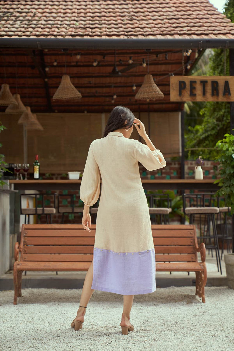 Dreamy Lavender Detachable Hemp and Linen Dress | Verified Sustainable Womens Dress on Brown Living™