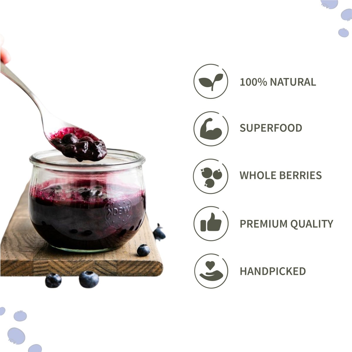 Dried Blueberries | Whole Dried Fruit | Healthy Snack |150g | Verified Sustainable by Brown Living™