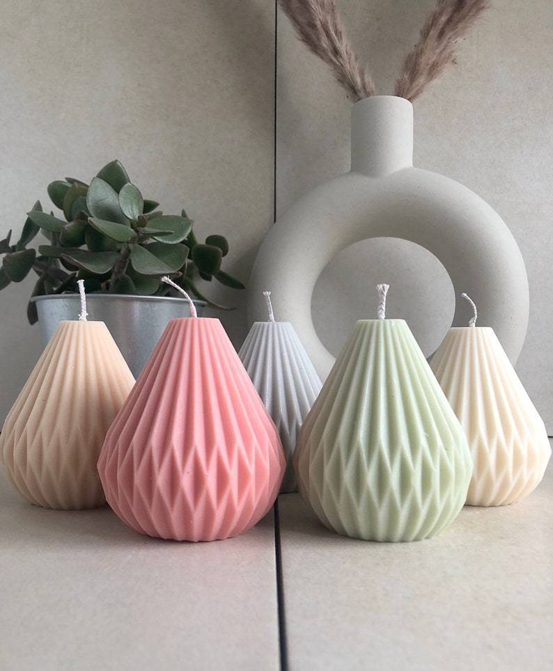 Buy Drop Pear Sculpted Aroma Pastel Candles - Set of 5 | Shop Verified Sustainable Candles & Fragrances on Brown Living™