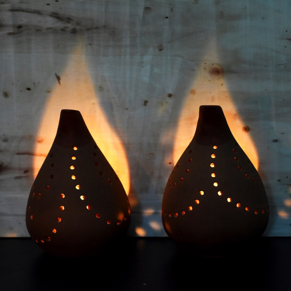 Droplet Handmade Candle Holder - Set Of 2 with Free 2 Soywax Tealights | Verified Sustainable by Brown Living™