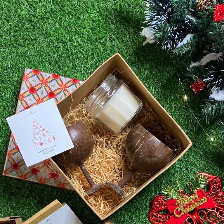 Buy Drunken Santa Gift Box | Sustainable Celebration with Wine Glasses & Soy Candle | Shop Verified Sustainable Products on Brown Living