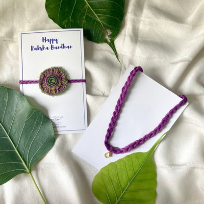 Dual Avtar Hand Embroidered Rakhi - Olive & Purple | Reusable Rakhi | Verified Sustainable by Brown Living™