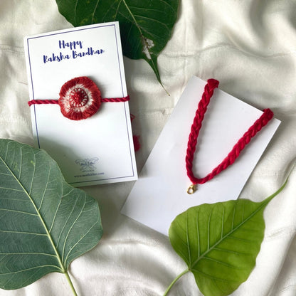 Dual Avtar Ikat Rakhi - Vermillion| Reusable | Verified Sustainable by Brown Living™