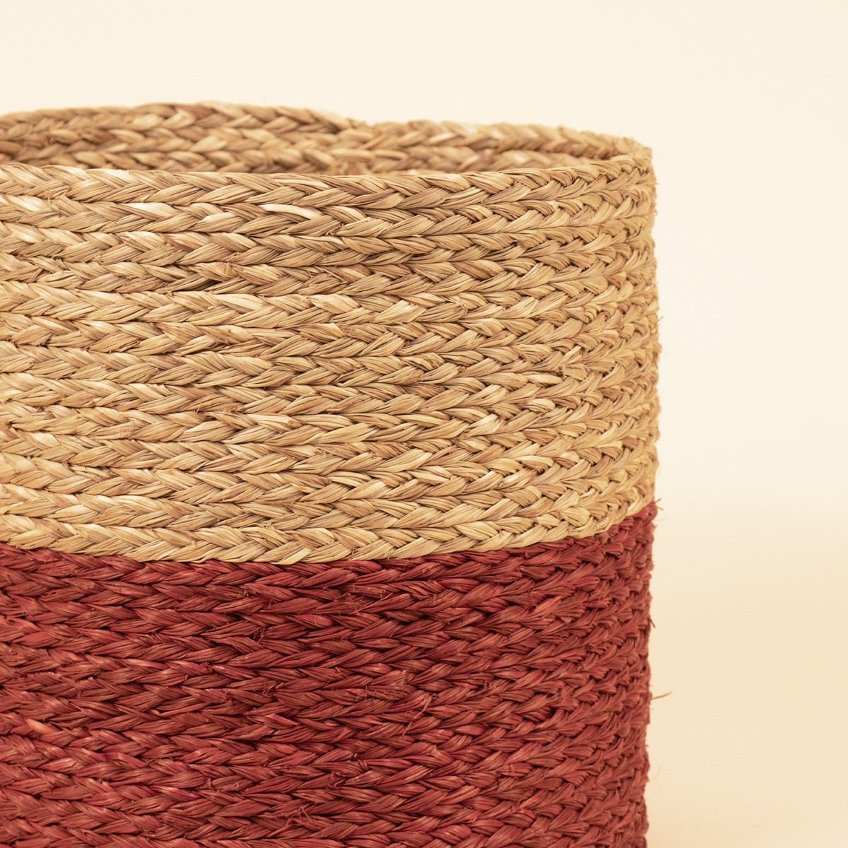 Dual Color Sabai Grass Planter - Natural & Maroon | Verified Sustainable by Brown Living™