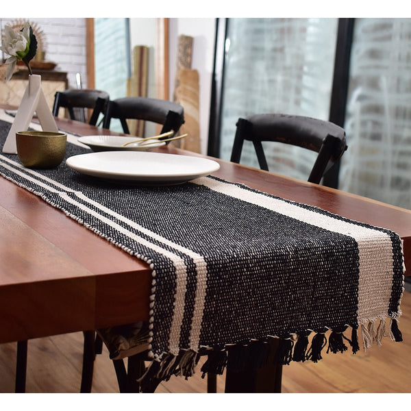 Buy Dual Hues Cotton Runner (Black) | Shop Verified Sustainable Table Linens on Brown Living™