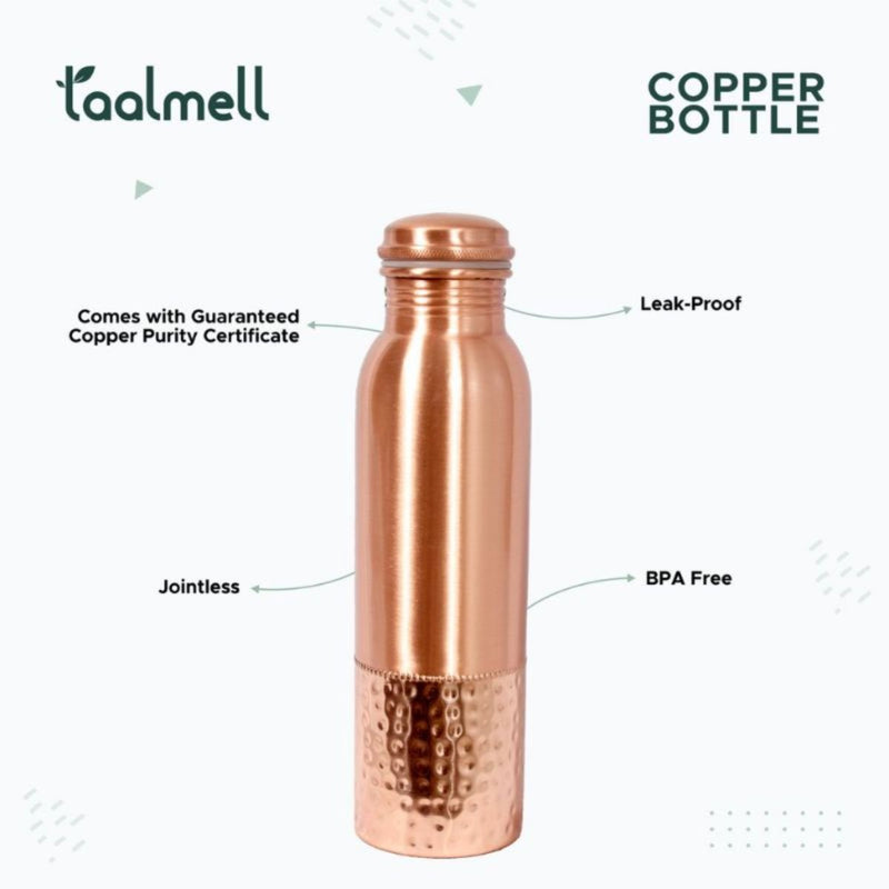 Buy Dual Tone Copper Bottle 1 Ltr | Copper Purity Guarantee Certificate | Free Cotton Bag | Shop Verified Sustainable Bottles & Sippers on Brown Living™