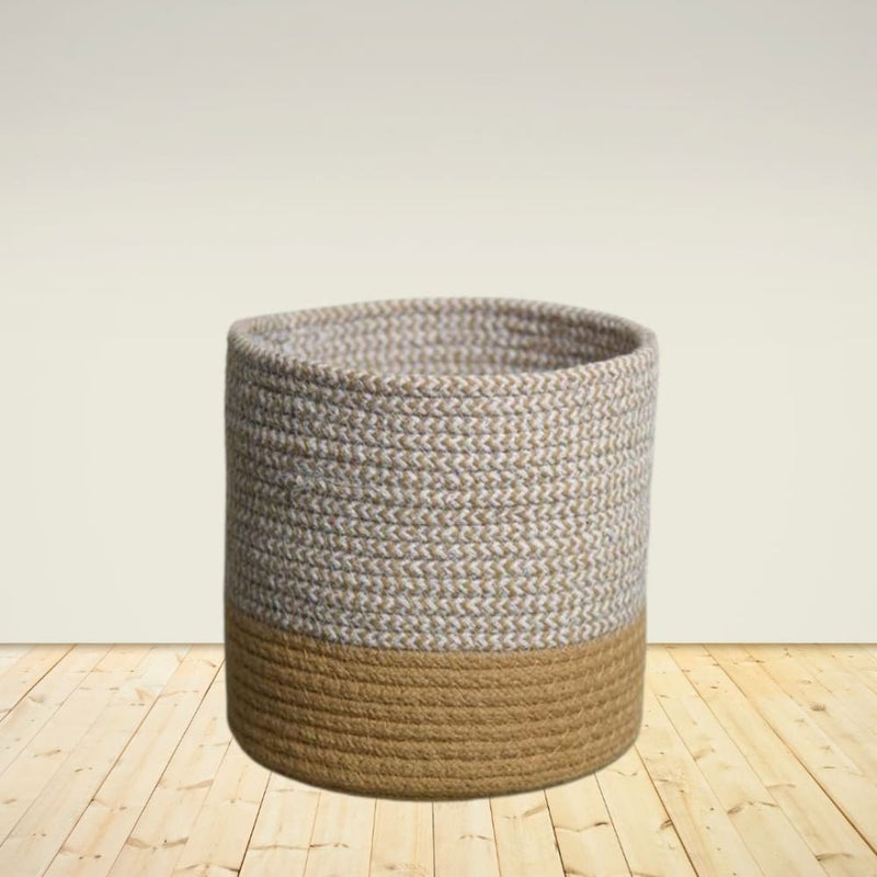 Dual Tone Jute Baskets - Medium (One Piece) | Verified Sustainable Baskets & Boxes on Brown Living™