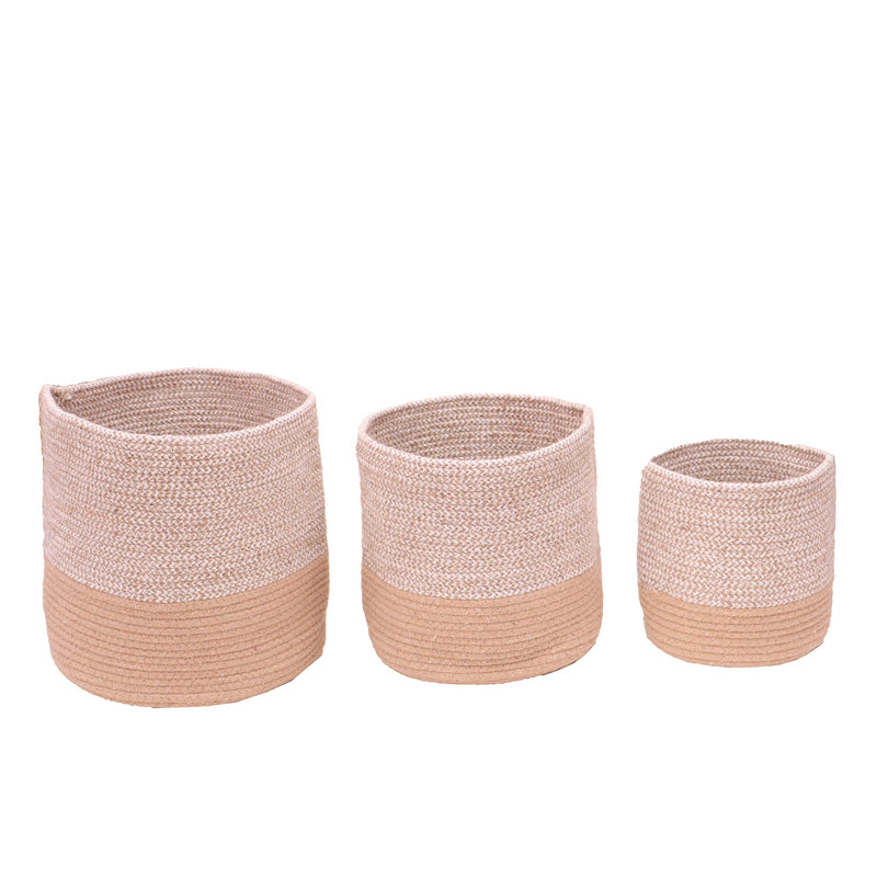 Dual Tone Jute Baskets - Set of 3 | Verified Sustainable Baskets & Boxes on Brown Living™