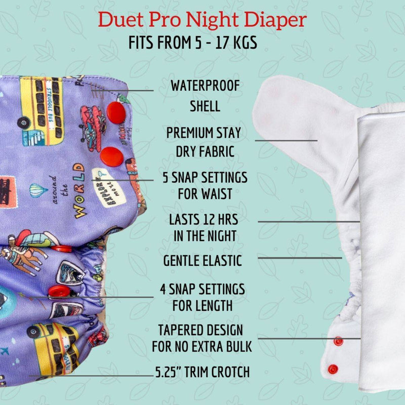Buy Duet Pro Night Reusable Baby Diaper- Once Upon a time | Shop Verified Sustainable Baby Diapers on Brown Living™