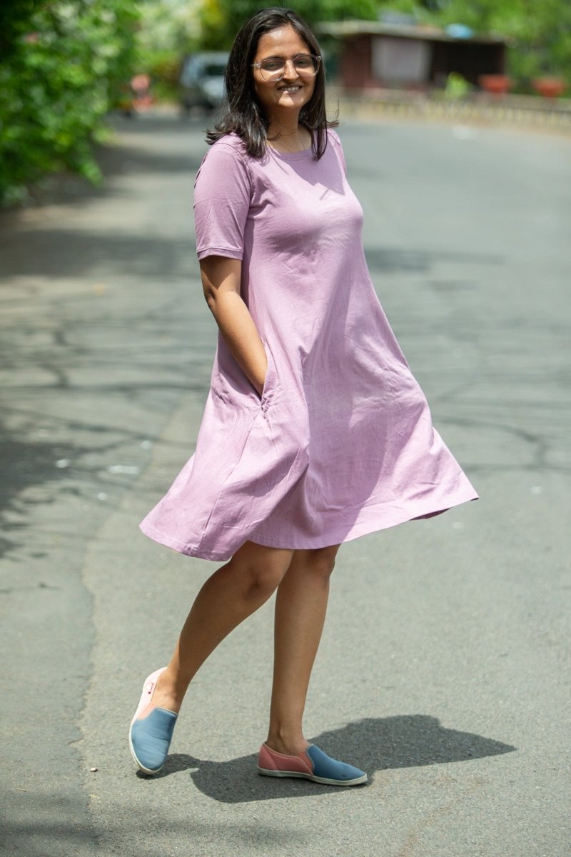 Dusky Orchid Organic Cotton T-Shirt Dress | Verified Sustainable by Brown Living™