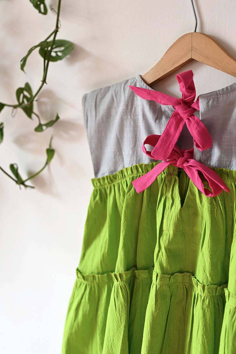 Buy Earth Child' Tiered Maxi In Green | Shop Verified Sustainable Kids Frocks & Dresses on Brown Living™