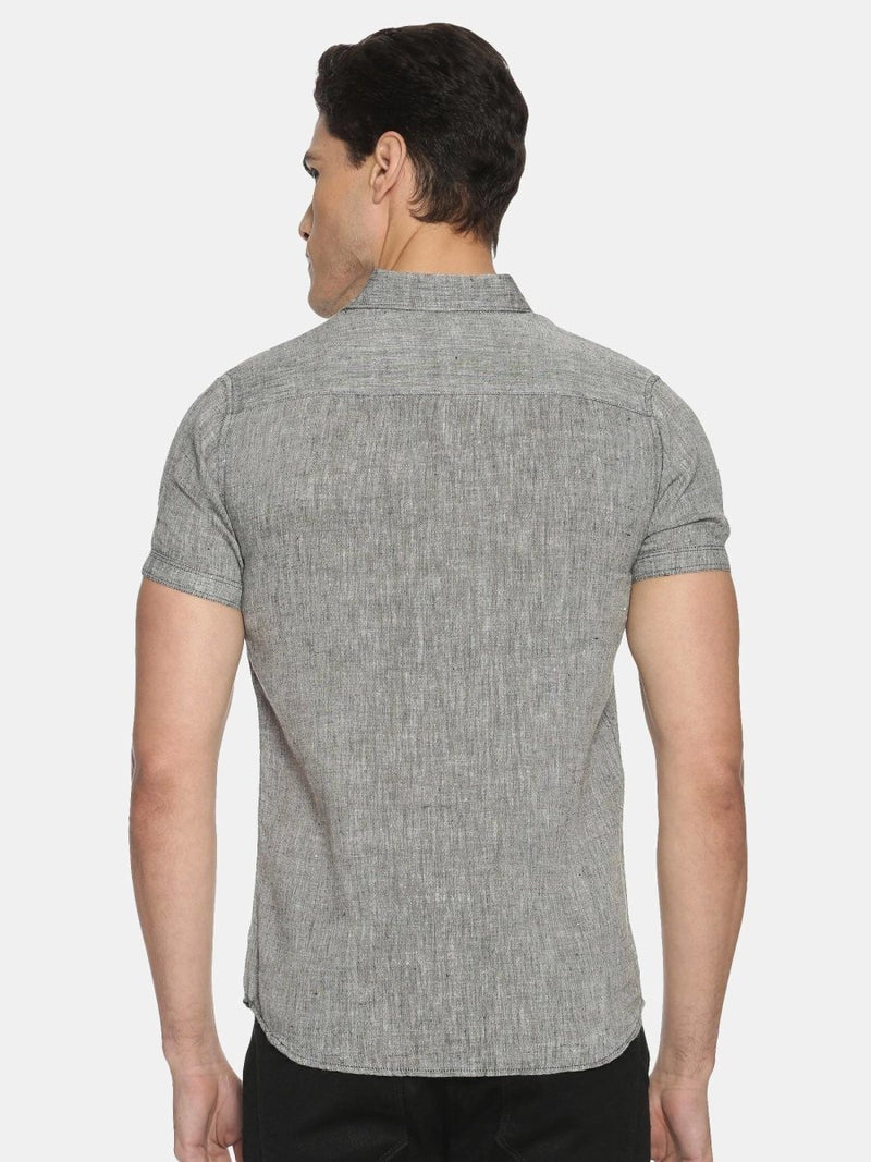 Buy Earthy Black Colour Slim Fit Hemp Casual Shirt | Shop Verified Sustainable Mens Shirt on Brown Living™