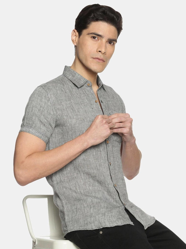 Buy Earthy Black Colour Slim Fit Hemp Casual Shirt | Shop Verified Sustainable Products on Brown Living