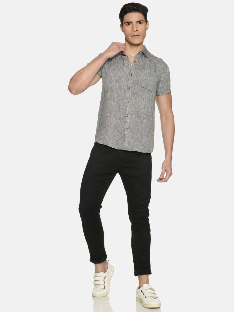 Buy Earthy Black Colour Slim Fit Hemp Casual Shirt | Shop Verified Sustainable Mens Shirt on Brown Living™