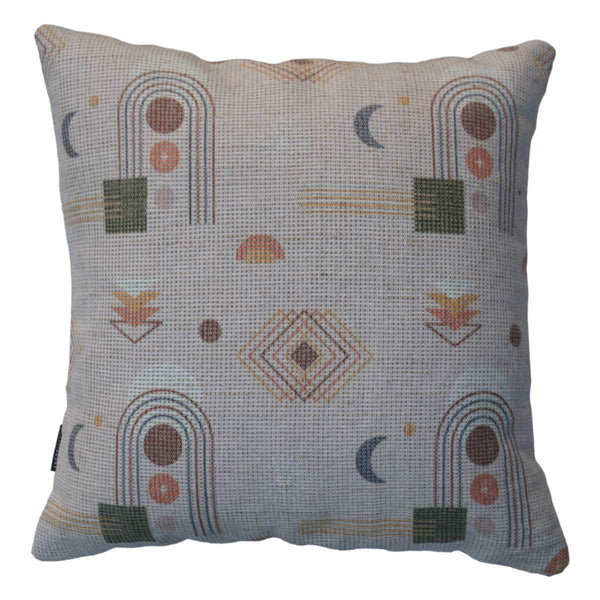 Buy Earthy Elegance Printed Jute Boho Cushion Cover 18X18 inches | Shop Verified Sustainable Products on Brown Living