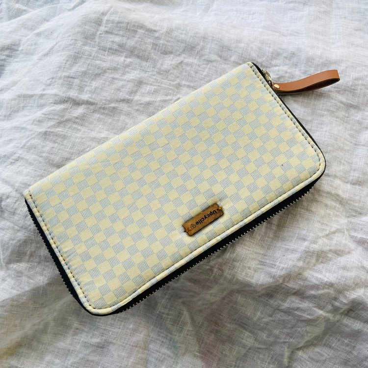 Buy Eco-Friendly Hand-made Wallet -White with Blue | Shop Verified Sustainable Products on Brown Living