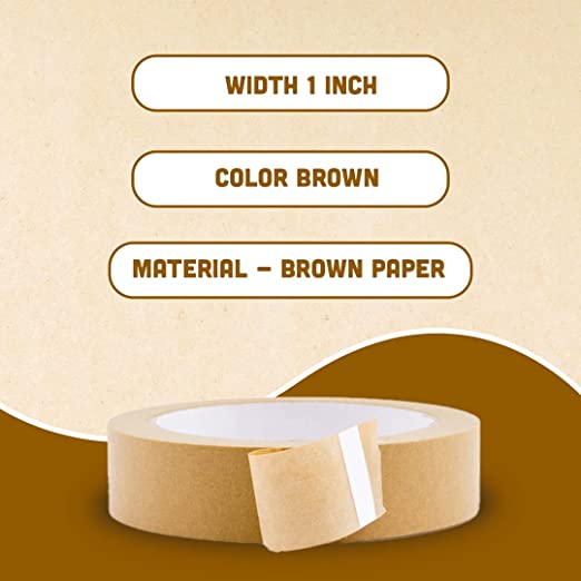 Eco Friendly Paper Adhesive Tape | 1 inch x 50 Mtrs | Pack Of 2 | Brown - Eco Friendly Tape | Verified Sustainable by Brown Living™