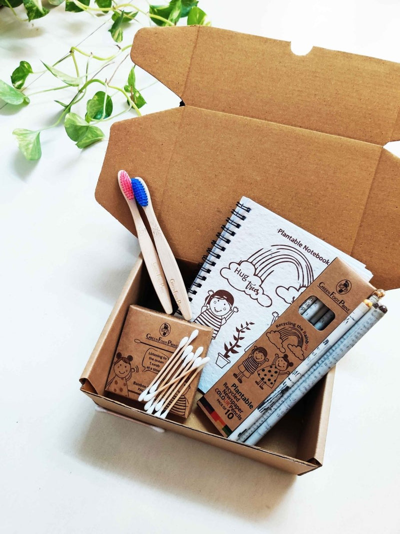Buy Eco friendly Personal ,Stationery Plastic free Kit-Kids Gift box | Shop Verified Sustainable Gift Hampers on Brown Living™
