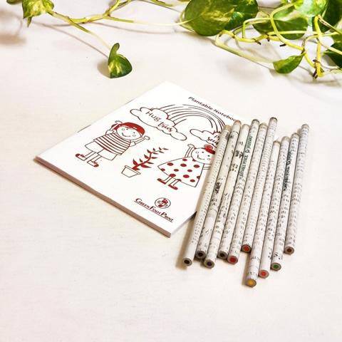 Buy Eco friendly Plantable Notebook and Recycled Newspaper Seed colour pencils - Return Gift Sets | Shop Verified Sustainable Notebooks & Notepads on Brown Living™