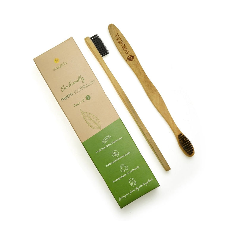 Buy Eco-friendly Toothbrush made from Natural Neem Wood with Anti-bacterial & Anti-fungal properties | Shop Verified Sustainable Tooth Brush on Brown Living™