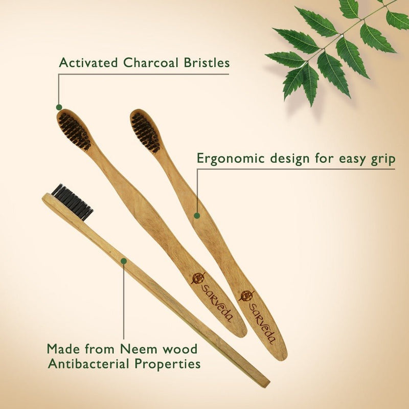Buy Eco-friendly Toothbrush made from Natural Neem Wood with Anti-bacterial & Anti-fungal properties | Shop Verified Sustainable Tooth Brush on Brown Living™