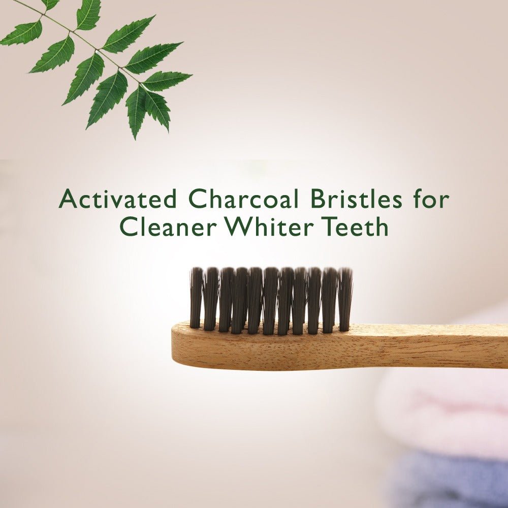 Eco - friendly Toothbrush made from Natural Neem Wood with Anti - bacterial & Anti - fungal properties | Verified Sustainable by Brown Living™