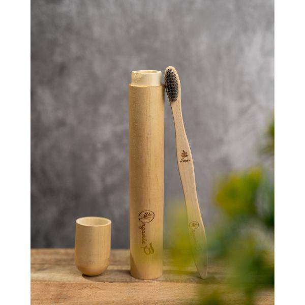 Eco Friendly Travel Case with Bamboo Charcoal Toothbrush | Verified Sustainable by Brown Living™