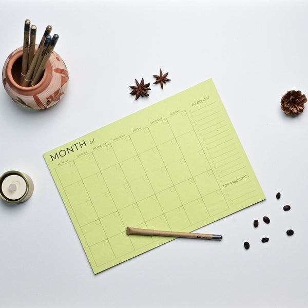 Buy Eco-friendly Tree Free Monthly Jotter | Light Green | Shop Verified Sustainable Organizers & Planners on Brown Living™