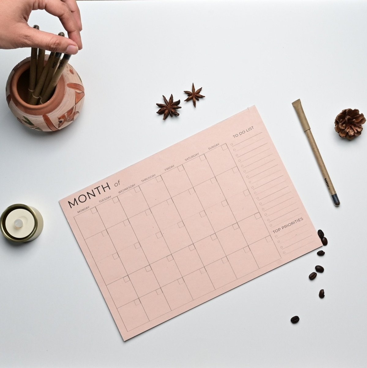 Eco - friendly Tree Free Monthly Jotter | Peach | Verified Sustainable by Brown Living™