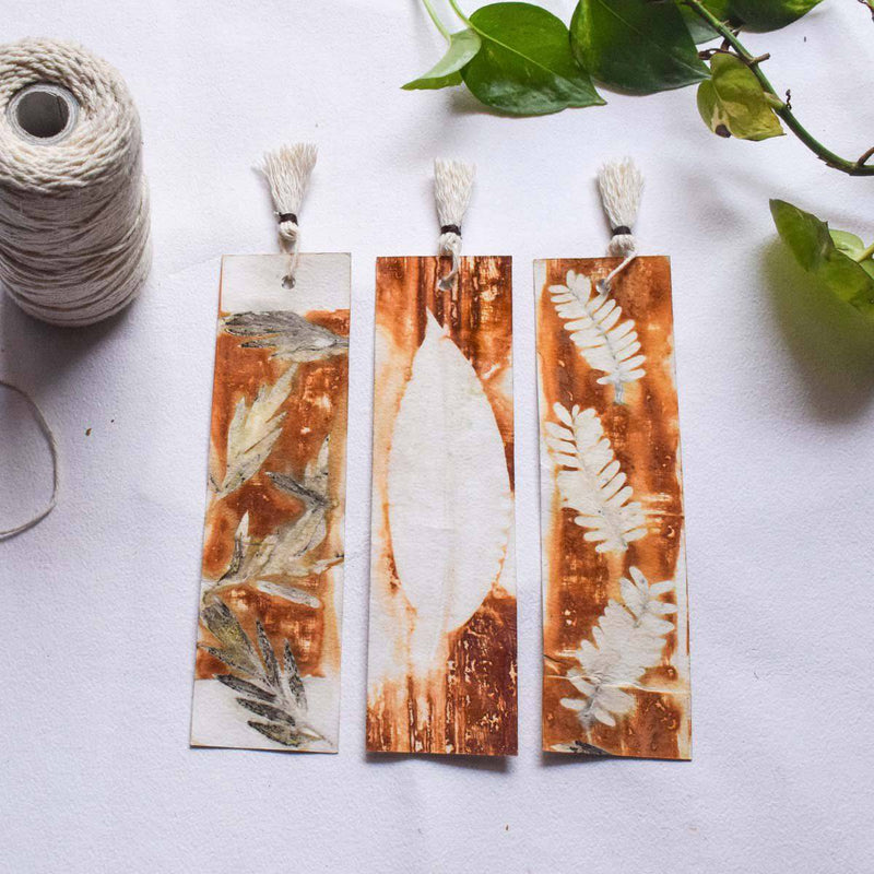Buy Eco-printed Bookmarks - Set of 3 | Shop Verified Sustainable Bookmarks on Brown Living™