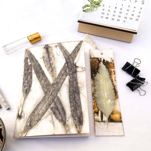 Buy Eco-printed Eucalyptus Journal-Bookmark Combo | Shop Verified Sustainable Notebooks & Notepads on Brown Living™